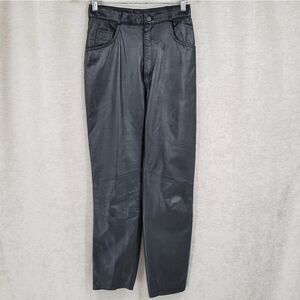 Byrnes and Baker Vintage High Waisted Leather Pants Straight Leg